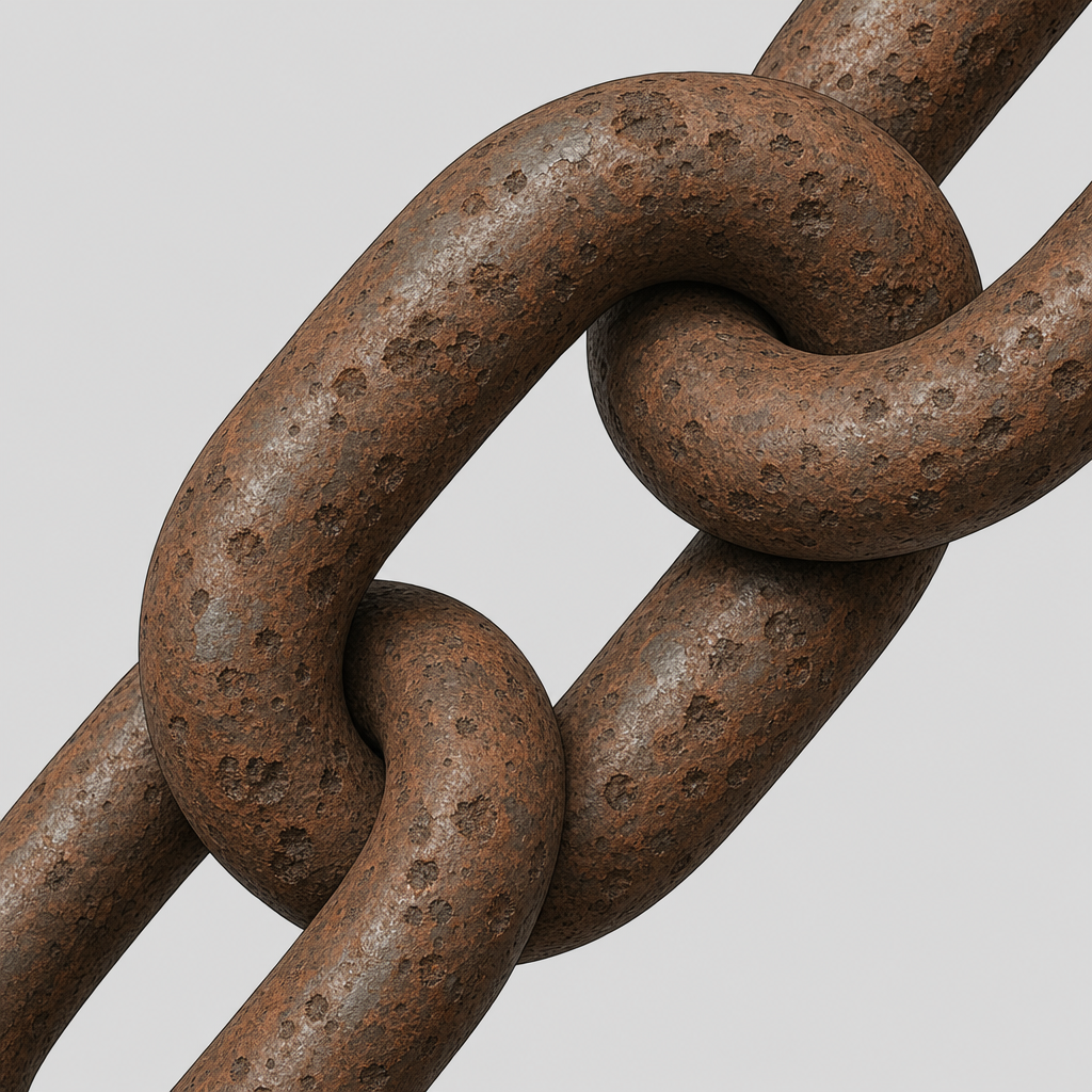 Pitting: corrosion pits in the material, typical of equipment stored outdoors.