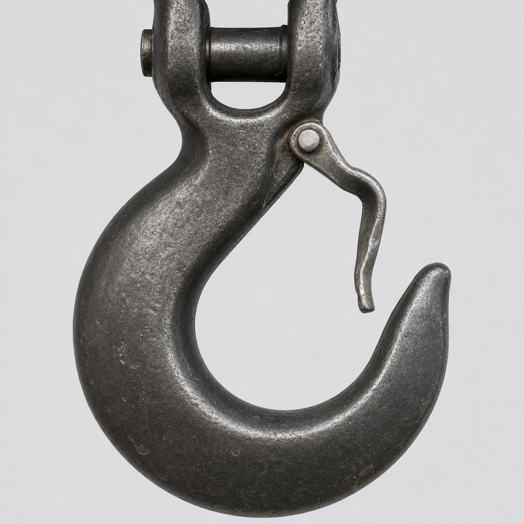 Safety catch that does not close: the catch stands open against the hook tip and no longer springs back.