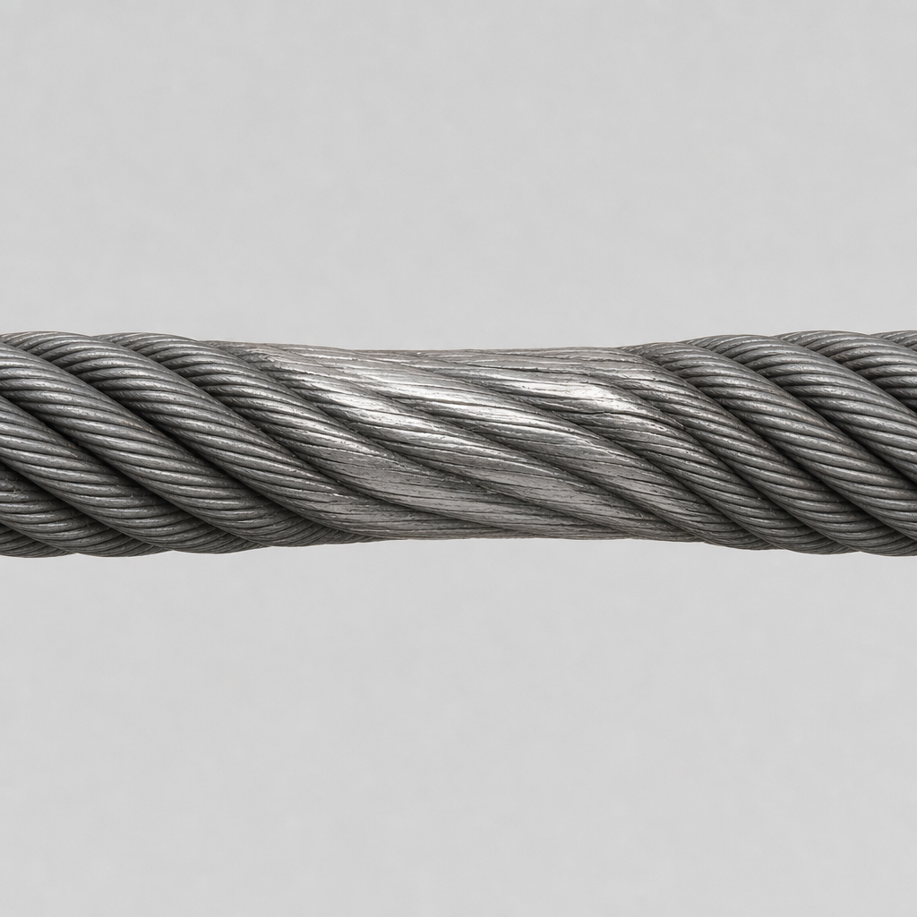 Diameter reduction: the rope measurably thinner where it works, often with polished crowns.