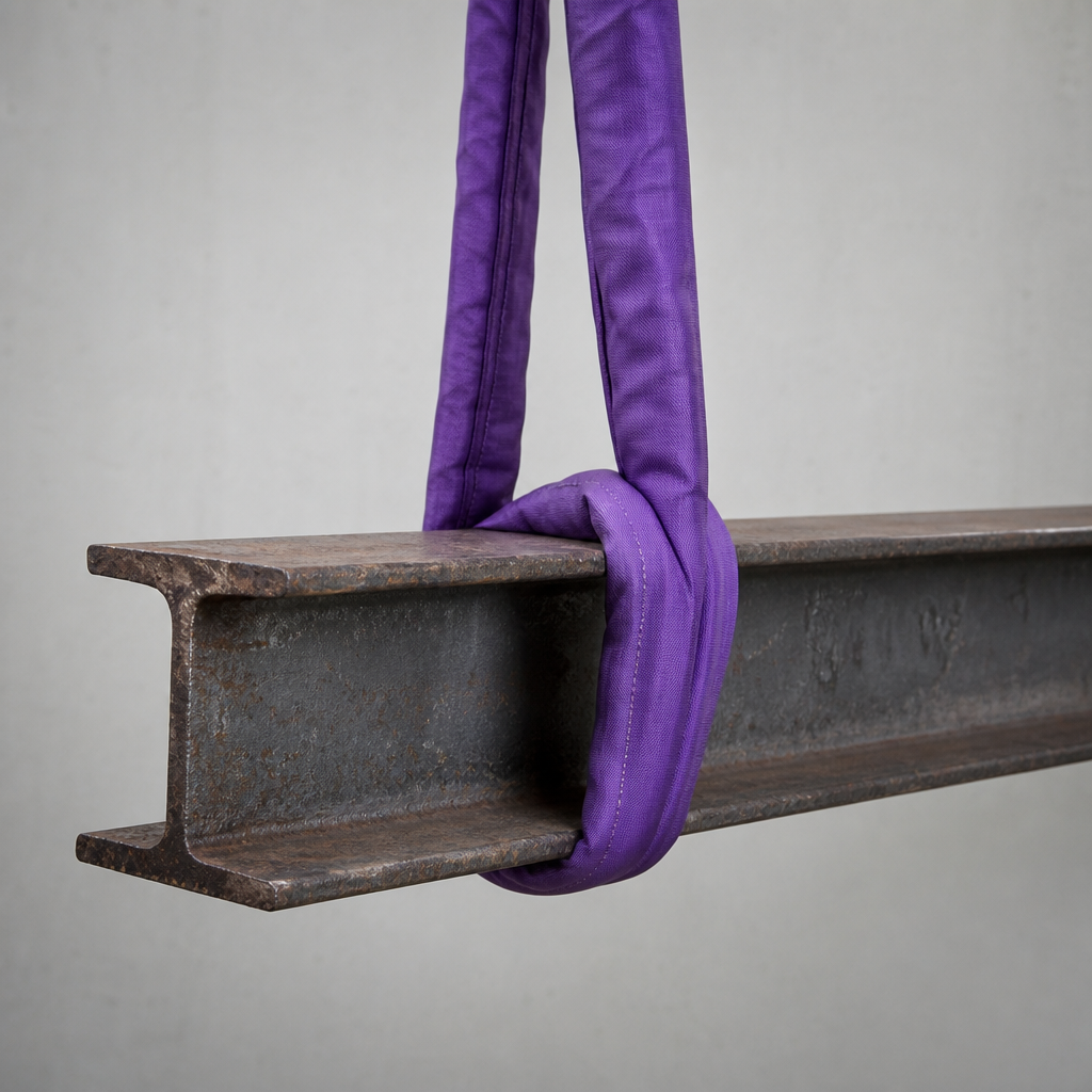 Round sling hitch configurations: straight, choke, basket — løfteredskap